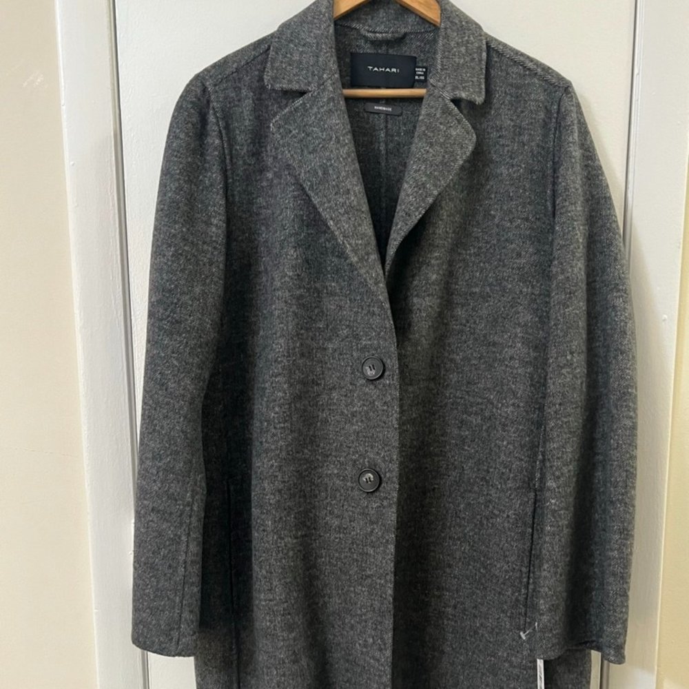 Tahari Handmade Walking Coat — XL — Charcoal — New NWT